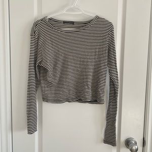 Brandy Melville Black/White Striped Long Sleeve